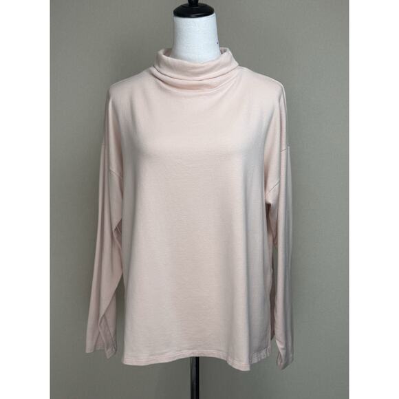 EILEEN FISHER Women’s Sz M Turtleneck Tencel Lyocell Light Pink Very Soft Top - Picture 1 of 13